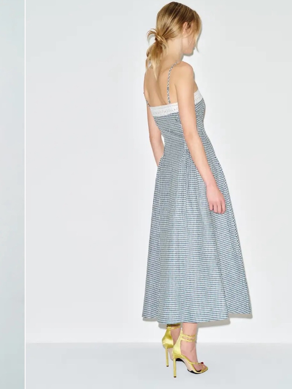 Reformation Pomona Linen Dress Gingham Spaghetti-Strap Dress Sz 8 Brand new - Picture 4 of 4